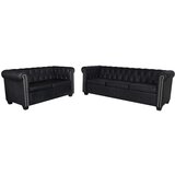  Chesterfield kavč dvosed in trosed um. usnje črne barve, (20597564) Cene