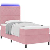  LED Box Spring Krevet s madracem Ružičasta 100 x 200 cm Baršun | shoptok.hr