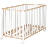 Roba Zložljiva otroška posteljica na koleščkih v beli in naravni barvi 60x120 cm Fold up – Cene