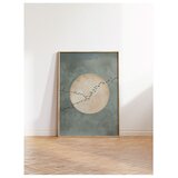 Wallxpert uramljena slika 115213, pun mesec i jato ptica na sivozelenoj pozadini, 50 x 70 cm, ram u boji prirodnog drveta | Eponuda.com