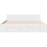 vidaXL Posteljni okvir s predali bel 120x200 cm inženirski les | Shoptok.si