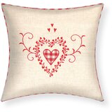 AVIZAR Komplet 2 prevlek za blazino 40x40 cm z vezenino Srce na kvadrat, Bež, (21747193) | Shoptok.si