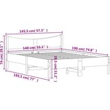  Okvir za krevet 140x190 cm od masivnog drva | shoptok.hr
