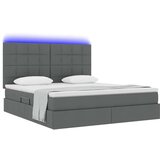  Krevet S LED lampica s pohranom Tamno siva 160 x 200 cm tkanina | shoptok.hr