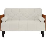  Dvosjed s jastucima za podupiranje, krem, 110 cm, baršun | shoptok.hr