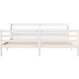 vidaXL Posteljni okvir z vzglavjem brez vzmetnice bel 200x200 cm | Shoptok.si