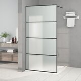 Pregrada za tuš crna 100 x 195 cm s mutnim staklom ESG | shoptok.hr