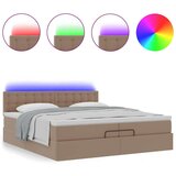 vidaXL Otomanski posteljni okvir z vzmetnico kapučino 200x200 cm, (21609936) | Shoptok.si