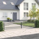 vidaXL Vrat z konico s ključavnico Siva 404 x 75 cm Jeklo | Shoptok.si