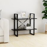 vidaXL Knjižna omara 2-nadstropna črna 80x30x70 cm iverna plošča Cene