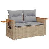 vidaXL 10-delna vrtna sofa garnitura z blazinami Bež Poliratan Akacija | Shoptok.si