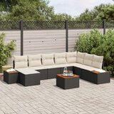  9-delni vrtni kavč set s blazinami Črna Poli Ratan Akacija, (22093448) | Shoptok.si