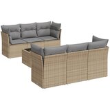 Maison Chic Seti vrtnega pohištva - Vrtna garnitura - Vrtni pohištvo set 7-delna z blazinami bež poli ratan, (21808948) | Shoptok.si