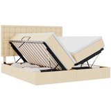 vidaXL Krevet S LED lampica s uzglavljem Krema 200 x 200 cm tkanina - Krema 200 x 200 cm Gumbi | shoptok.hr
