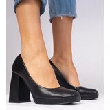 D/CEO marka niezdefiniowana Black square-toe pumps on a massive heel Irenois | ePonuda.com