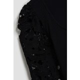 Marisse Black Blouse With Lace Sleeves | Shoptok.si
