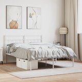 vidaXL Kovinski posteljni okvir z vzglavjem bel 150x200 cm Cene