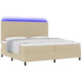  Postelja na vzmet z vzmetnico in LED lučko Zeleno Siva 200x200 cm iz žameta, (22067366) | Shoptok.si