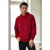 Dewberry 12612 Hooded Kangaroo Pocket Mens Sweatshirt-BURGUNDY | shoptok.hr
