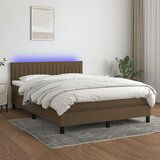 Maison Chic Box spring postelja - Vzmetna postelja z vzmetnico LED temno rjava 140x200cm blago SL15225, (21902363) | Shoptok.si