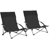 vidaXL Zložljivi stoli za na plažo 2 kosa črno blago, (20804223) Cene