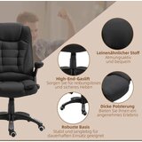  Uredska stolica s masažom i grijanjem ergonomska izgled lana crna | shoptok.hr