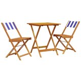  3-dijelni bistro set od tkanine i masivnog drva plava i bijela | Eponuda.com