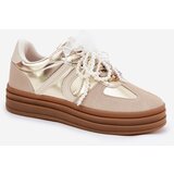 Boto Women's Platform Sneakers With Decorations Beige-Gold Vinness | shoptok.hr