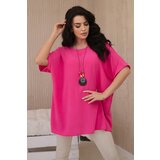 Kesi Oversized blouse with a pendant in pink color Cijene