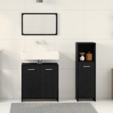  Set namještaja za kupaonicu od 3 komada crna hrastovina konstruirano drvo | shoptok.hr