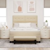  Posteljni okvir z vzmetnico Set 2 Bež Tkanina 140 x 200 cm, (22067397) | Shoptok.si