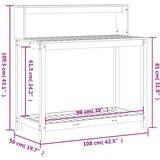  Stol za sadnju s policama bijeli 108x50x109,5 cm od borovine | shoptok.hr