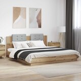  Okvir kreveta s uzglavljem Umjetnički hrast 200 x 200 cm | shoptok.hr