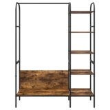 vidaXL Oprtalnik za oblačila s policami Prekajen hrast 120x44x160 cm Inženirski les | Shoptok.si