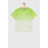 Fila Otroška bombažna kratka majica zelena barva