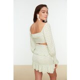Trendyol Ecru Flower Patterned Ruffle Detailed Bottom-Top Set | Shoptok.si