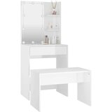  Set toaletnog stolića LED sjajni bijeli od konstruiranog drva | shoptok.hr