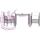  3-dijelni bistro set s jastucima crni od poliratana Crna Dužina stola 90 cm | Shoptok.si