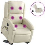 Maison Chic Električni masažni stol - Relax naslanjač s funkcijo vstajanja krem umetno usnje, (22061991) Cene