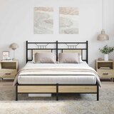 vidaXL Posteljni okvir brez vzmetnice hrast 140x190 cm inženirski les | Shoptok.si