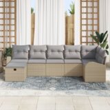  7-dijelni vrtni kauč set (vrtna garnitura) s jastučićima bež poli ratan | shoptok.hr
