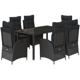  7-dijelni vrtni blagovaonski set s jastucima crni od poliratana | shoptok.hr