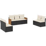  7-dijelni set vrtnih sofa od poliratana s jastucima crni | shoptok.hr