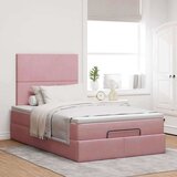 vidaXL Otomanski posteljni okvir z vzmetnicami roza 120x190cm žamet | Shoptok.si