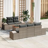vidaXL 6-delni vrtni kavč set z blazinami siva poli ratan akacija, (22093484) | Shoptok.si