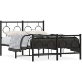 Maison Chic kovinski posteljni okvir - dvoposteljna postelja - zakonska postelja z vzglavjem in vznožjem črn 120x200 cm, (21697460) | Shoptok.si