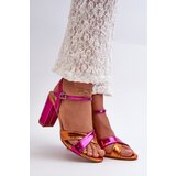 Boto Eco Leather Sandals with High Block Heel Fuchsia Abilica | Eponuda.ba