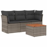  4-dijelni set vrtnih sofa od poliratana s jastucima sivi | shoptok.hr