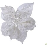  Dekorativni ukras cvet sa šljokicama 16x16x7cm 629430 beli Cene