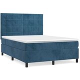  Box spring postelja z vzmetnico temno modra 140x200 cm žamet, (20902152) | Shoptok.si